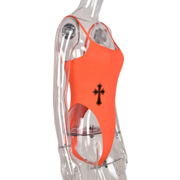 Sling tight sexy hollow U-neck jumpsuit