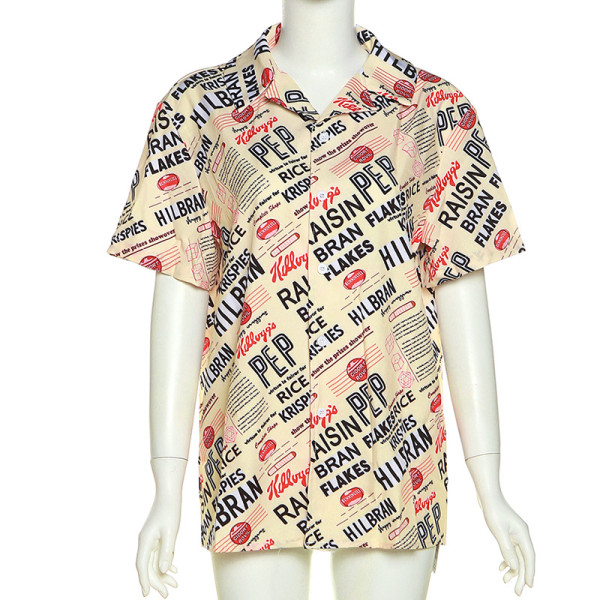 Women's Sexy Print Single Breasted Lapel Loose Long Top