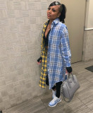 Women's Long Sleeve Plaid Double Collar Lapel Cardigan Shirt YM86815