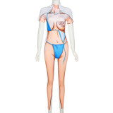 Women's Fashion Colorblock Print Skinny Sports Jumpsuit