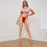 Women's Fashion Colorblock Print Skinny Sports Jumpsuit