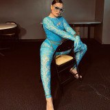 Fashion Sexy Cutout Slim Fit Round Neck Long Sleeve Jumpsuit