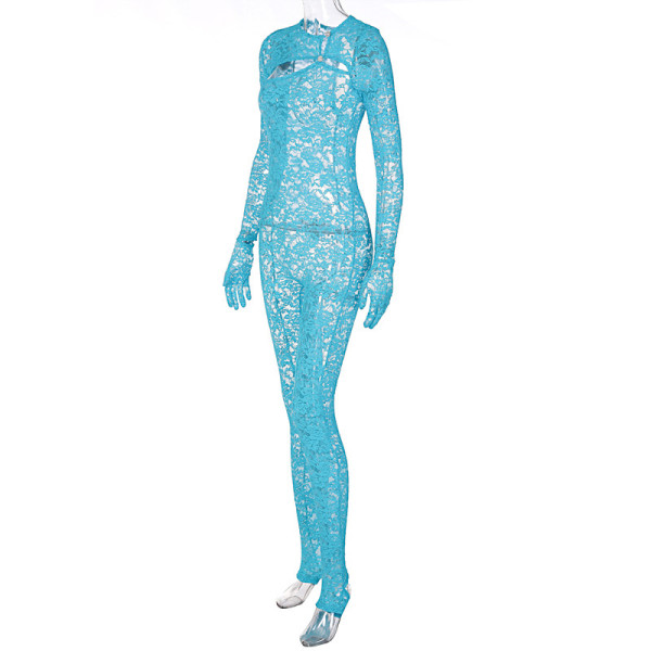 Fashion Sexy Cutout Slim Fit Round Neck Long Sleeve Jumpsuit