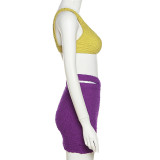 Sexy Navel Navel Slim Sleeveless Top High Waist Pack Hip Short Skirt Suit
