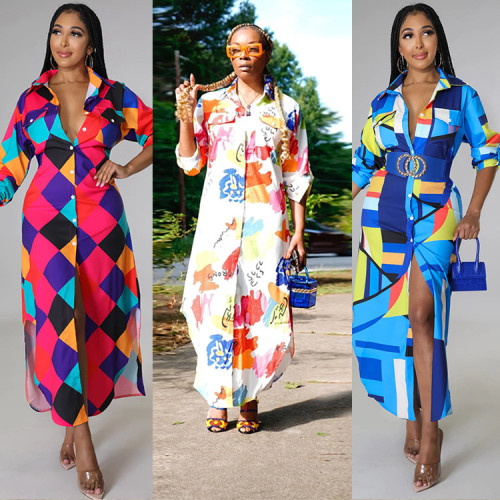 women's fashion sexy shirt long skirt dress