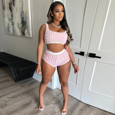 Fashion sexy tube top hanging crop top slim hot pants suit