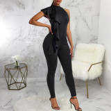 Women's Sleeveless Slim Neck High Waist Sports Jumpsuit