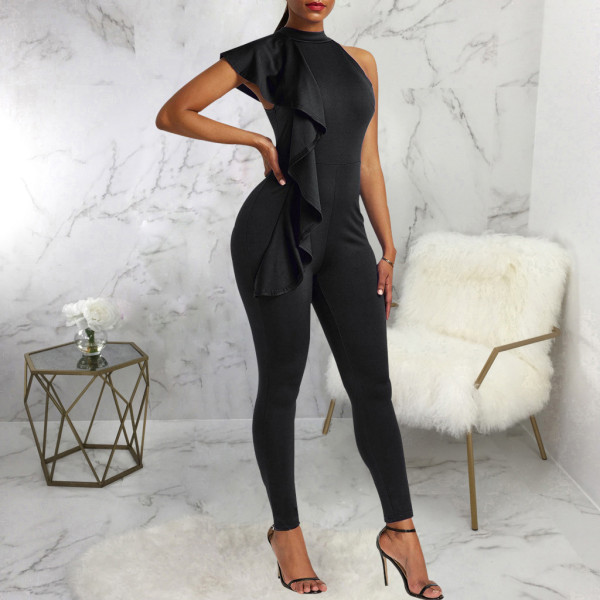 Women's Sleeveless Slim Neck High Waist Sports Jumpsuit