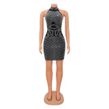 Women's Sexy Skinny Sleeveless Hot Diamond Nightclub Dress