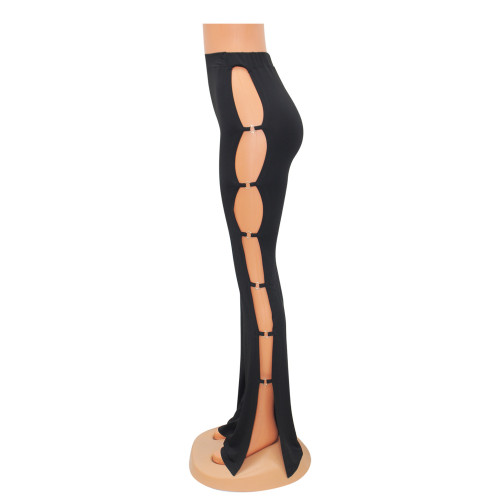 Women's Fashion Sexy Tight Sports Casual Hollow Flared Trousers