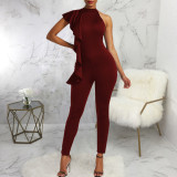 Women's Sleeveless Slim Neck High Waist Sports Jumpsuit