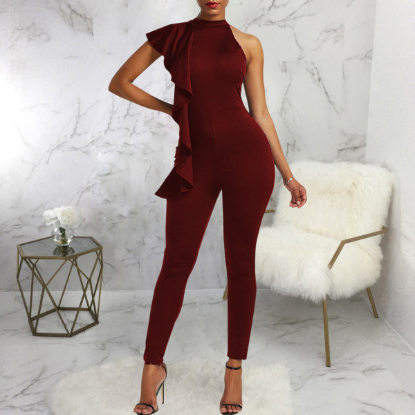 Women's Sleeveless Slim Neck High Waist Sports Jumpsuit