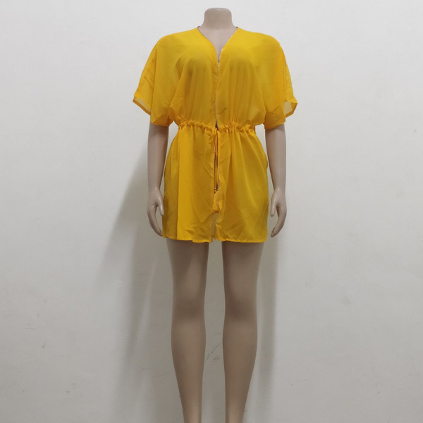 women's mid-length shirt cardigan mesh stitching slim dress