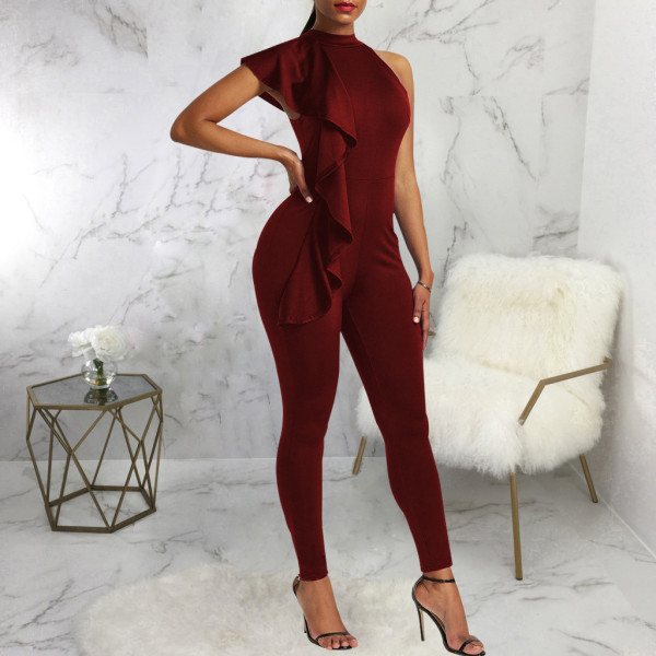 Women's Sleeveless Slim Neck High Waist Sports Jumpsuit