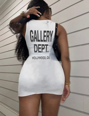 Sleeveless Slim Fit Hip Alphabet Print Dress