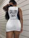 Sleeveless Slim Fit Hip Alphabet Print Dress