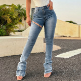 Skinny Detachable Jeans High Waist Straight Fit Trousers YY22050