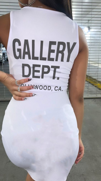 Sleeveless Slim Fit Hip Alphabet Print Dress