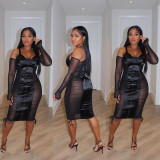 Women's Sexy Skinny Mesh Sheer Sling Dress