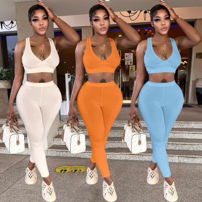 Sports Vest Two-Piece Set Seamless Knit Yoga Women's Wear Buttocks Workout Wear