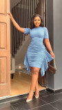 Ruffled Slim Fit Pleated Dress