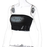 Letter hot diamond mesh stitching wrap chest