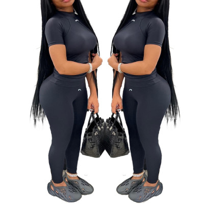 Printed Sexy Tight Crescent Trend Suit Casual Yoga Two Pieces