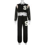 Fashion letter contrast color stitching PU leather baseball jacket