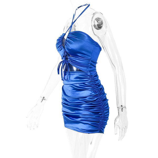 Sexy Cutout Cross Tie Pleated Hip Dress