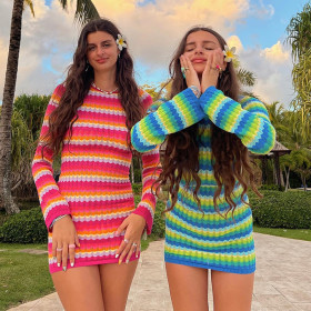 Sleeve Tie Cutout Candy Long Sleeve Dress