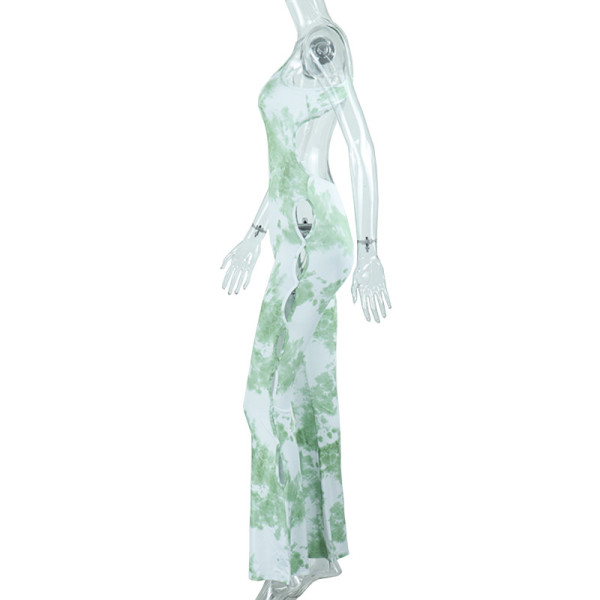 Sling digital printing hollow jumpsuit