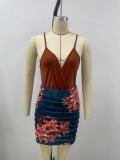 Bodysuit and On-trend Floral Print Skirt Set
