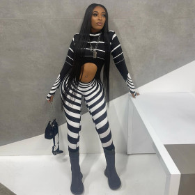 women's printed striped hollow trendy jumpsuit