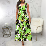 Sexy Fashion Digital Print V Neck Sleeveless Women Dress