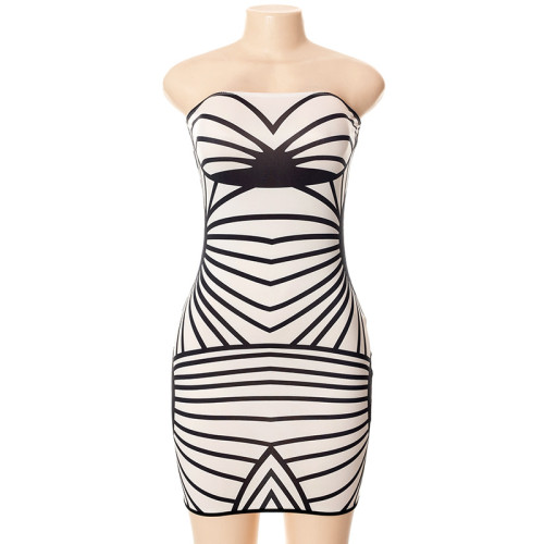 Casual Print Sleeveless Slim Fit Tubeless Short Dress
