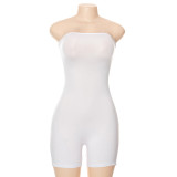 One-shoulder tight-fitting thin rope strapped one-piece shorts women