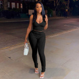 U-neck vest high-waisted reverse wear casual trousers trousers suit