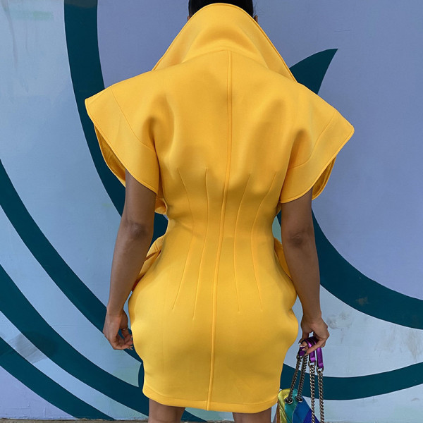 Stand collar air cotton temperament slim coat dress