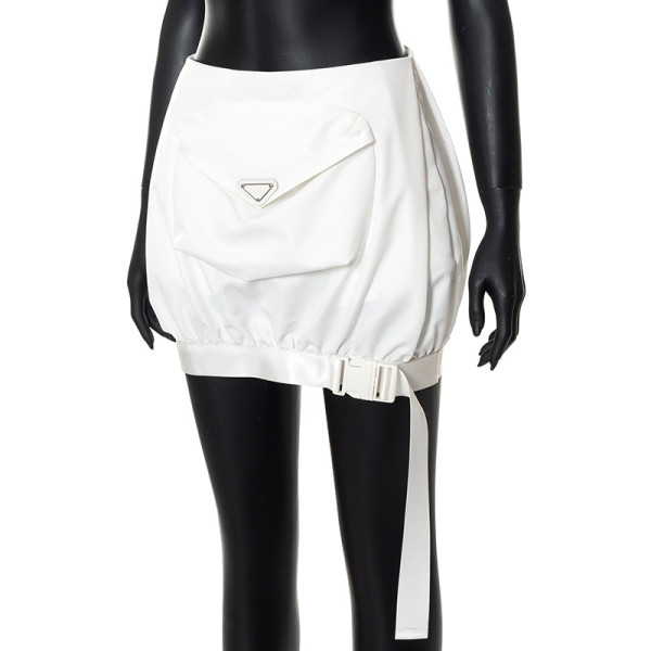New solid color ins style sexy bag hip pocket skirt