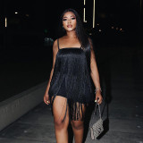 Fashion Long Beard Fringe Slip Dress