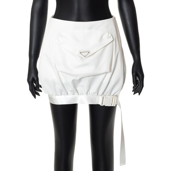 New solid color ins style sexy bag hip pocket skirt