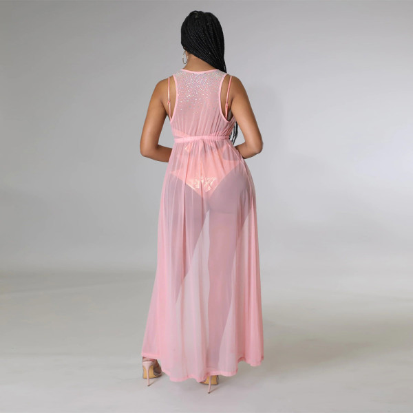 Lingerie panties + hot drill cape sexy three-piece summer swimsuit