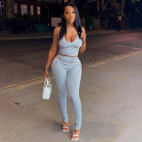 U-neck vest high-waisted reverse wear casual trousers trousers suit