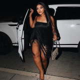 Fashion Long Beard Fringe Slip Dress