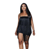 Fashion Long Beard Fringe Slip Dress