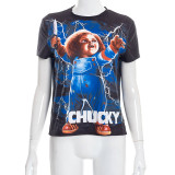 Printed Letters Cartoon T-shirt Short Sleeve T-Shirt