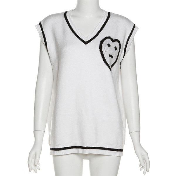 Fashion Versatile Knitted Vest Sleeveless Pullover Loose Top