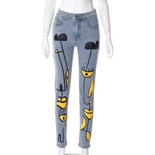 Print Personality Street Trender Slim Stretch Jeans K22PT289