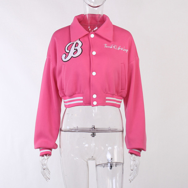 Towel Embroidered English Print Baseball Jacket Autumn New Tops Comfortable Casual Sports Women's Wear