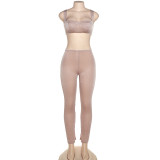 Fashionable suspenders backless vest slim high waist pencil pants suit